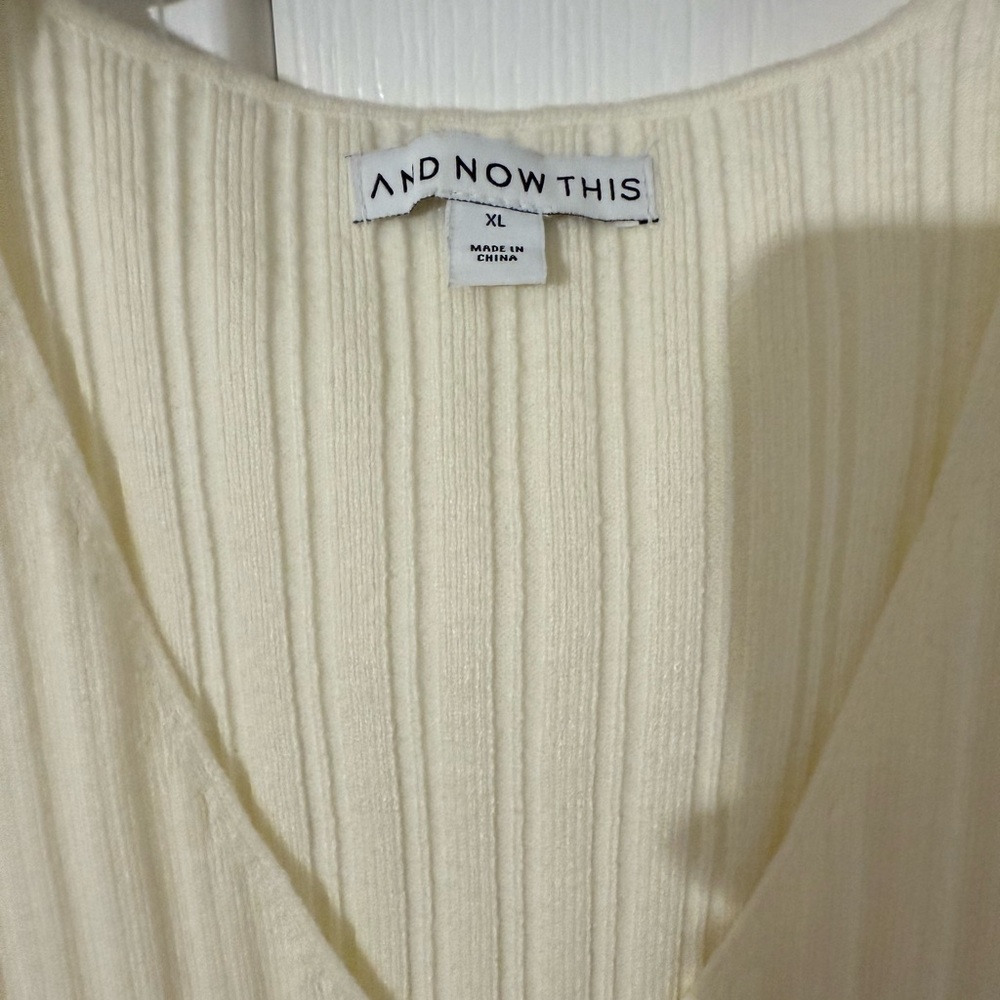 Cream Ribbed Button-Up Vest - Picture 2 of 2